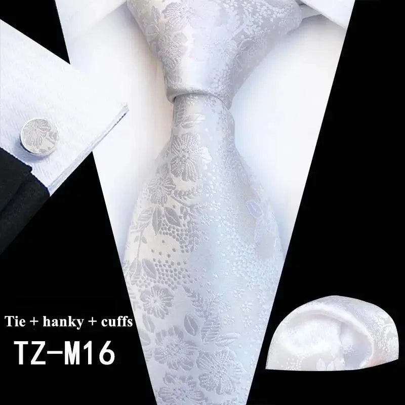 Wedding Bridegroom Floral Print Silk Necktie With Cufflinks Set Fashion High Quality Necktie Set For Men Stevvex