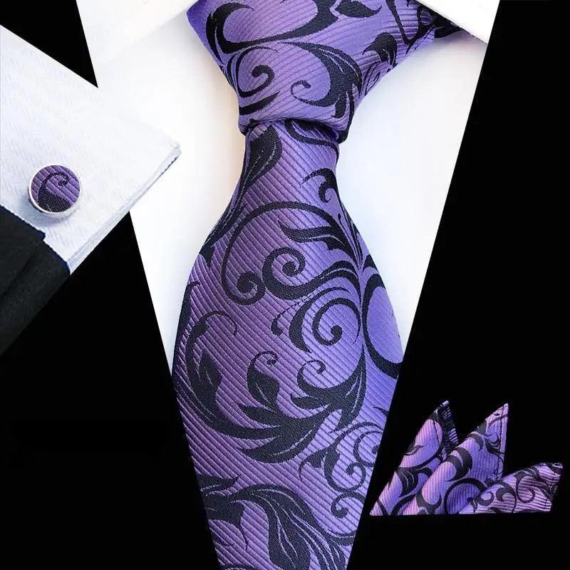 Wedding Bridegroom Floral Print Silk Necktie With Cufflinks Set Fashion High Quality Necktie Set For Men Stevvex