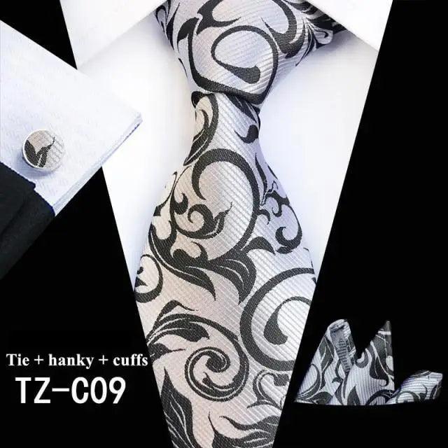 Wedding Bridegroom Floral Print Silk Necktie With Cufflinks Set Fashion High Quality Necktie Set For Men Stevvex