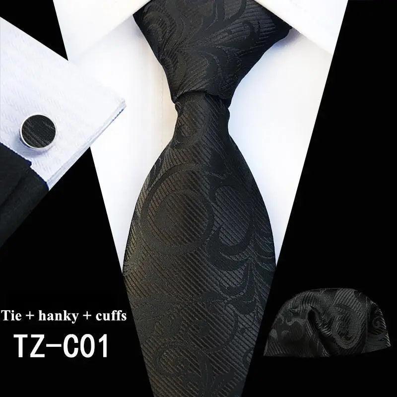 Wedding Bridegroom Floral Print Silk Necktie With Cufflinks Set Fashion High Quality Necktie Set For Men Stevvex