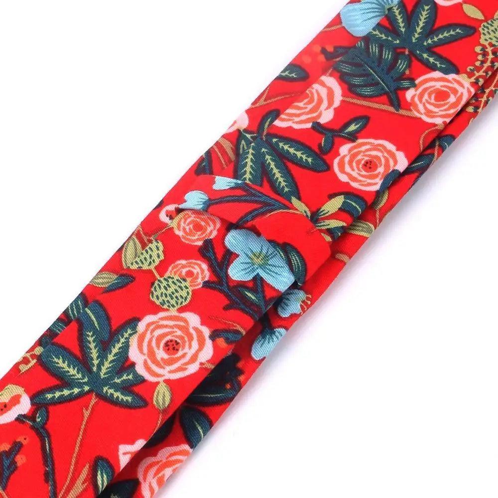 Wedding Men Floral Tie Skinny Cotton Casual Neck Tie Elegant Neckties Flower Print Fashionable Design Stevvex
