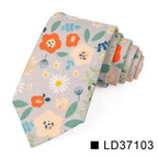Wedding Men Floral Tie Skinny Cotton Casual Neck Tie Elegant Neckties Flower Print Fashionable Design Stevvex