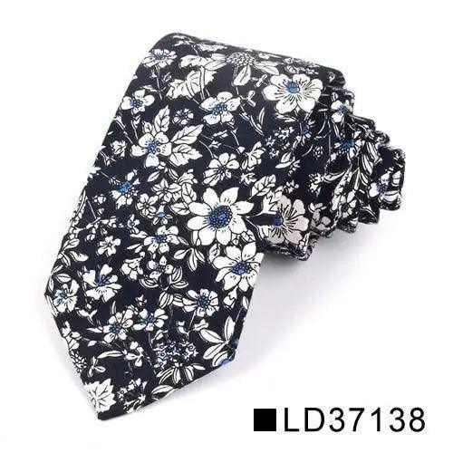 Wedding Men Floral Tie Skinny Cotton Casual Neck Tie Elegant Neckties Flower Print Fashionable Design Stevvex