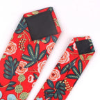 Wedding Men Floral Tie Skinny Cotton Casual Neck Tie Elegant Neckties Flower Print Fashionable Design Stevvex
