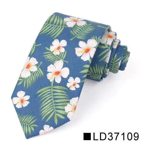 Wedding Men Floral Tie Skinny Cotton Casual Neck Tie Elegant Neckties Flower Print Fashionable Design Stevvex