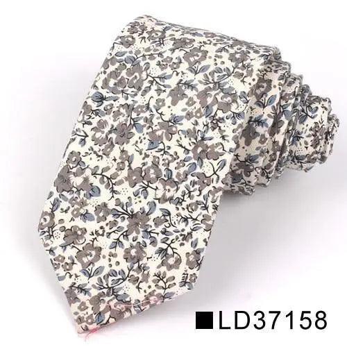 Wedding Men Floral Tie Skinny Cotton Casual Neck Tie Elegant Neckties Flower Print Fashionable Design Stevvex