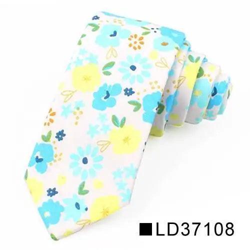 Wedding Men Floral Tie Skinny Cotton Casual Neck Tie Elegant Neckties Flower Print Fashionable Design Stevvex