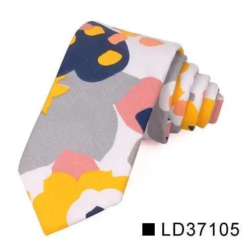 Wedding Men Floral Tie Skinny Cotton Casual Neck Tie Elegant Neckties Flower Print Fashionable Design Stevvex