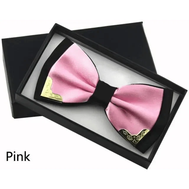 White Men Elegant Polyester Butterfly Bowtie Metal Corners Wedding Bowtie Party Bow Ties Stevvex