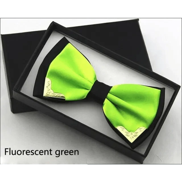 White Men Elegant Polyester Butterfly Bowtie Metal Corners Wedding Bowtie Party Bow Ties Stevvex