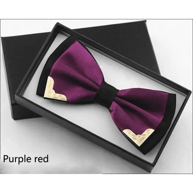 White Men Elegant Polyester Butterfly Bowtie Metal Corners Wedding Bowtie Party Bow Ties Stevvex