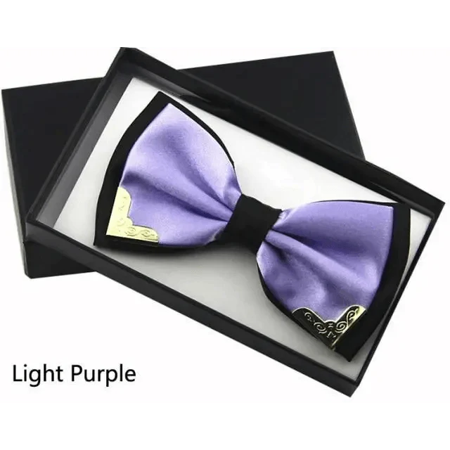 White Men Elegant Polyester Butterfly Bowtie Metal Corners Wedding Bowtie Party Bow Ties Stevvex