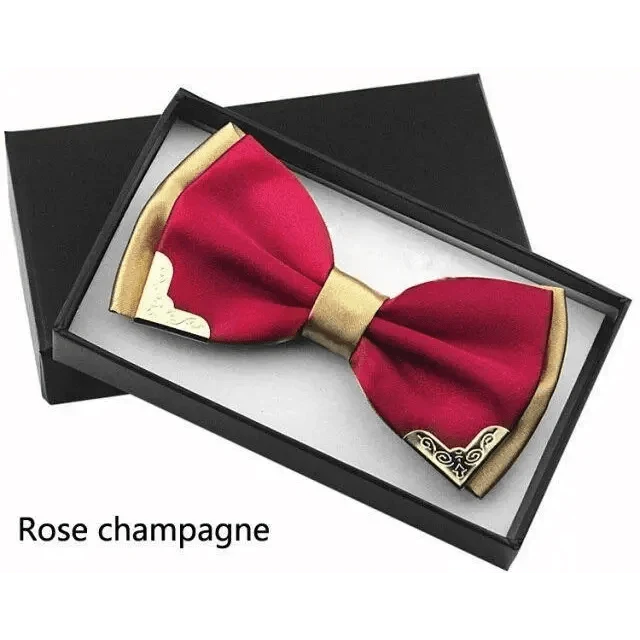 White Men Elegant Polyester Butterfly Bowtie Metal Corners Wedding Bowtie Party Bow Ties Stevvex