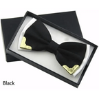 White Men Elegant Polyester Butterfly Bowtie Metal Corners Wedding Bowtie Party Bow Ties Stevvex