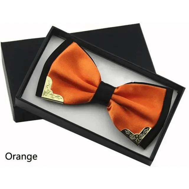 White Men Elegant Polyester Butterfly Bowtie Metal Corners Wedding Bowtie Party Bow Ties Stevvex
