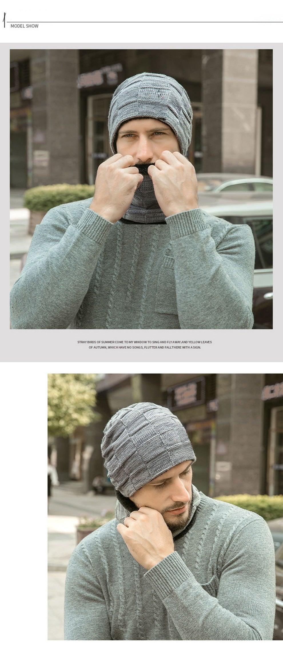 Winter Scarf Hat Set Outdoor Sport Warm Beanies Hat For Men Knitted Hats Bandana Hiking Camping Kid Neck Warmer Cap Neck Gaiter Winter Knitted Beanie Scarf Men Hat Neck Warmer Gaiter Face Cover Winter Beanie Hat Scarf Set Fleece Lined Skull Cap Winter Hat Stevvex